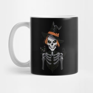 Scary Skeleton and Black Cat Mug